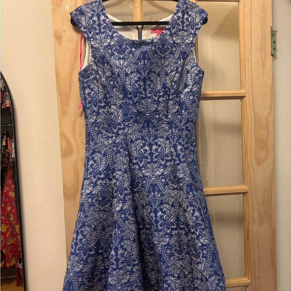 Betsey Johnson Blue and White Floral Midi Dress